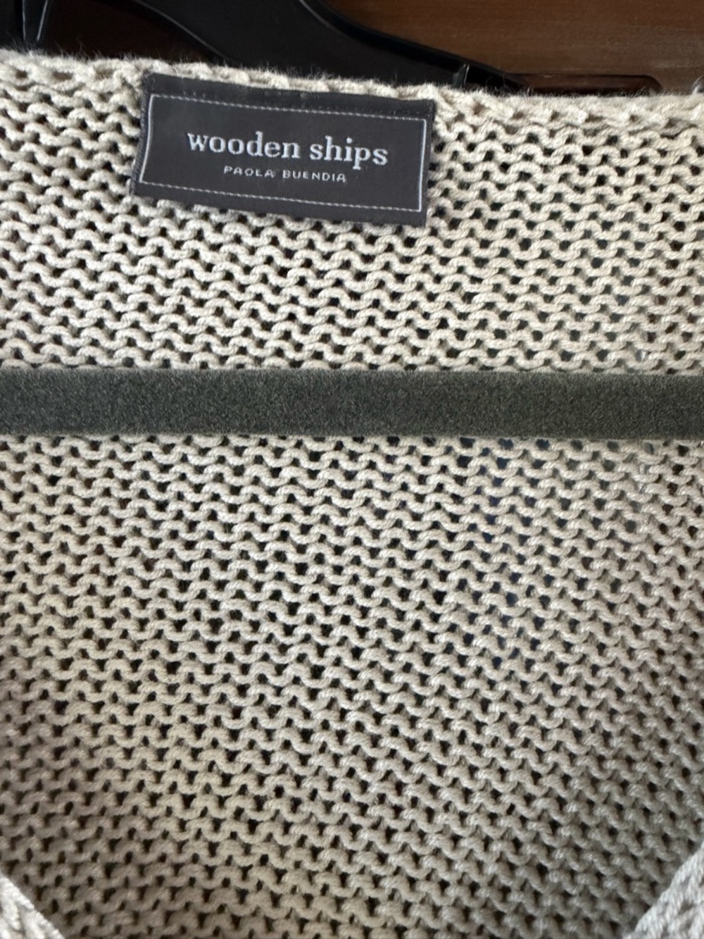 Wooden Ships Cream V-Neck Lightweight Knit Sweater - Picture 3 of 4